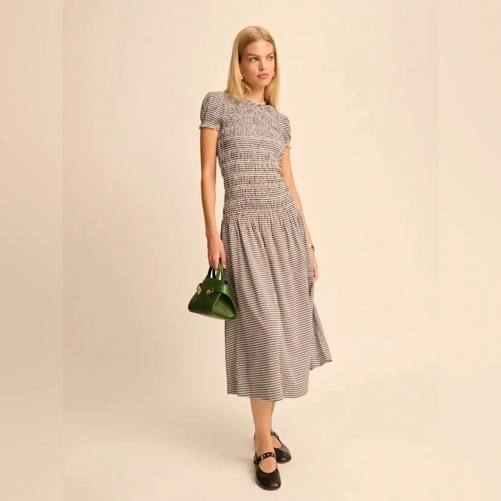 Reformation Kiria Dress In Remy Check, brand new, never worn, no flaws.